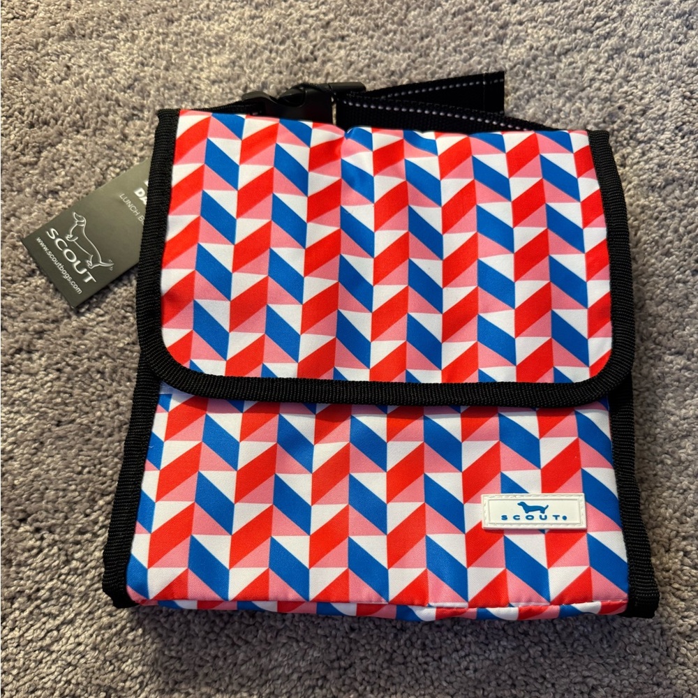Scout Geometric Red and Blue lunch bag